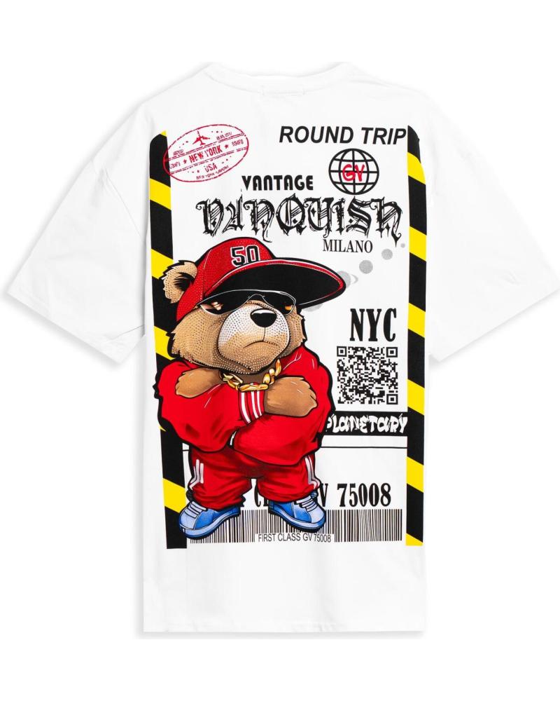 AREA ZERO ROUND TRIP ANGRY BEAR T-SHIRT WEISS BLANCO