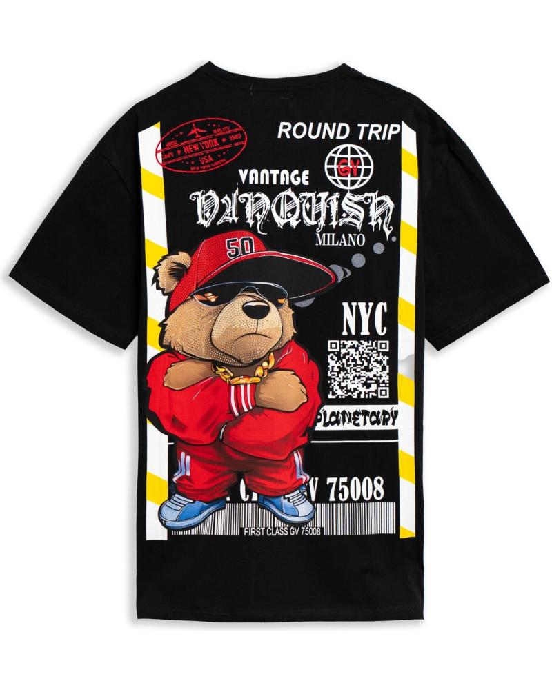 AREA ZERO ROUND TRIP ANGRY BEAR T-SHIRT SCHWARZ NEGRO