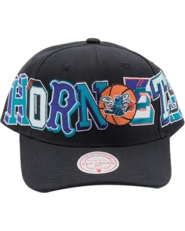GORRA MITCHELL & NESS HORNETS HYPER TYPE PRO SNAPBACK NEGRA NEGRO