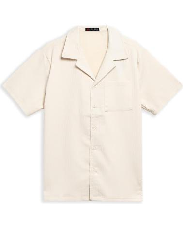 CAMISA DE MANGA CORTA CON BOLSILLO FRONTAL AREA ZERO, COLOR BEIGE BEIGE