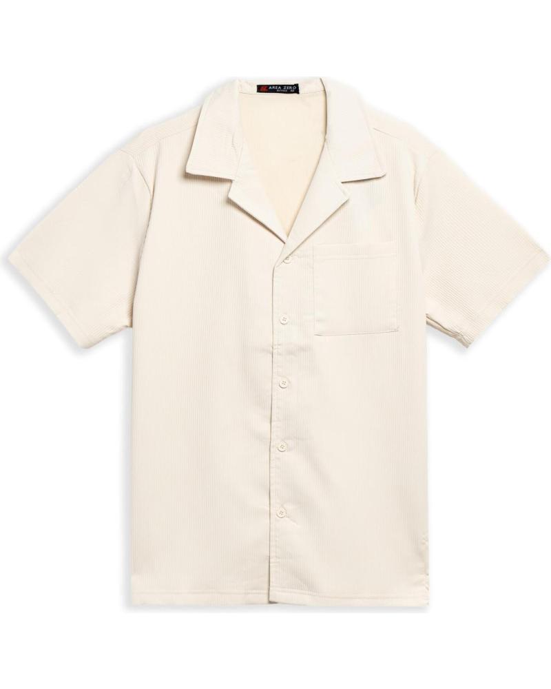 AREA ZERO SHORT SLEEVE SHIRT WITH FRONT POCKET, BEIGE BEIGE
