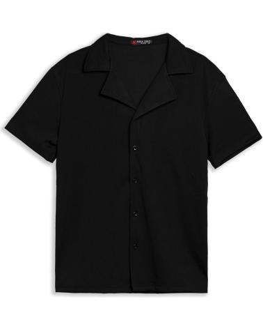 CAMISA NEGRA DE MANGA CORTA AREA ZERO STRIPPED SHIRT NEGRO