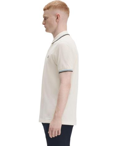 FRED PERRY TWIN TIPPED POLO BEIGE MIT BLAU-SCHWARZEN AKZENTEN BEIGE