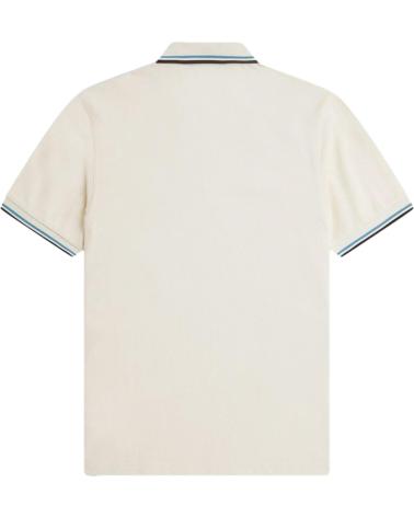 FRED PERRY TWIN TIPPED POLO BEIGE MIT BLAU-SCHWARZEN AKZENTEN BEIGE