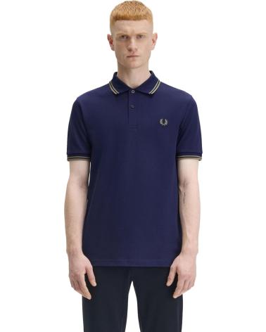 FRED PERRY TWIN TIPPED POLO MARINE MIT GRÜNEN AKZENTEN MARINO