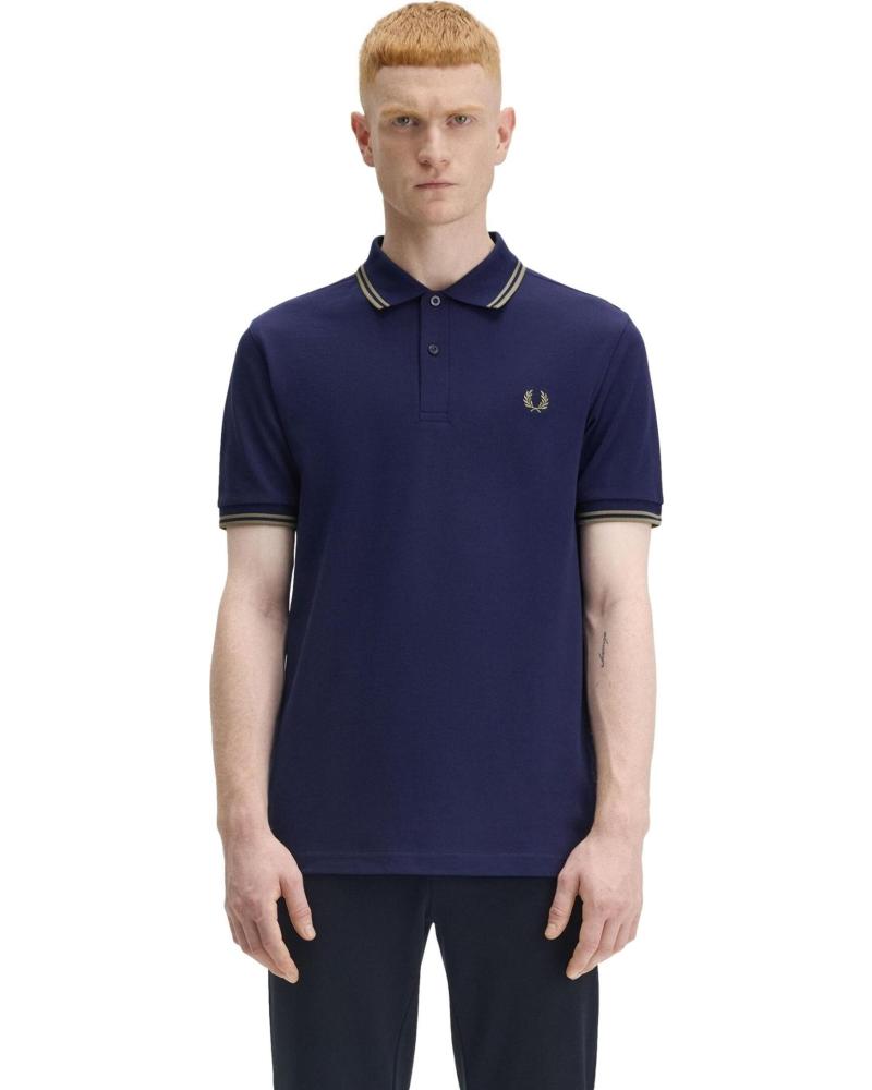 FRED PERRY TWIN TIPPED POLO MARINE MIT GRÜNEN AKZENTEN MARINO