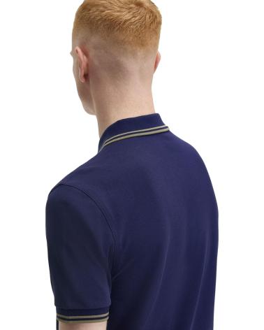 FRED PERRY TWIN TIPPED POLO MARINE MIT GRÜNEN AKZENTEN MARINO