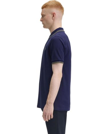 FRED PERRY TWIN TIPPED POLO MARINE MIT GRÜNEN AKZENTEN MARINO
