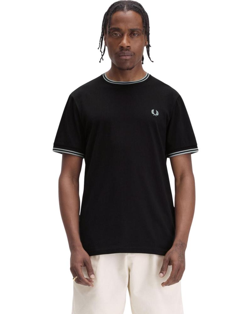 FRED PERRY CAMISETA NEGRA-GRIS RIBETED NECK TEE NEGRO