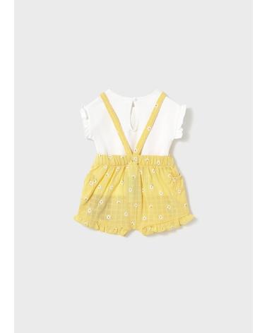MAYORAL DUNGAREES AND T-SHIRT SET SUNNY YELLOW REF. 1 662 020 AMARILLO