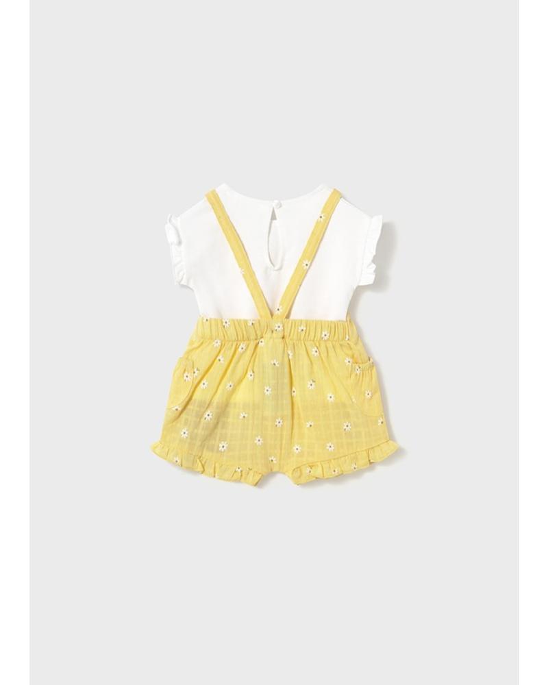 MAYORAL DUNGAREES AND T-SHIRT SET SUNNY YELLOW REF. 1 662 020 AMARILLO