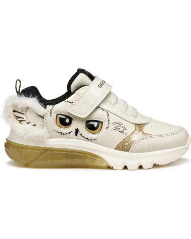 CHAUSSURE DE SPORT GEOX J56LPA CIBERDRON LUMINEUSE - MOTIF HIBOU IVORY/PLATINUM IVORYPLATINUM