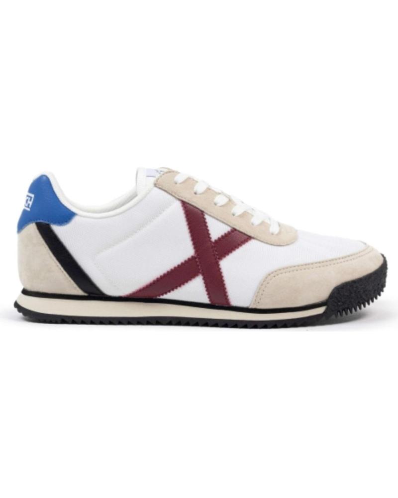 TÊNIS MUNICH RIBER 07 BRANCOS COM DETALHES VERMELHOS E AZUIS - MODELO 8033007 WHITE