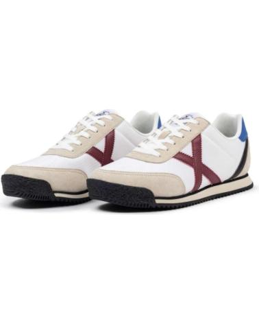 TÊNIS MUNICH RIBER 07 BRANCOS COM DETALHES VERMELHOS E AZUIS - MODELO 8033007 WHITE