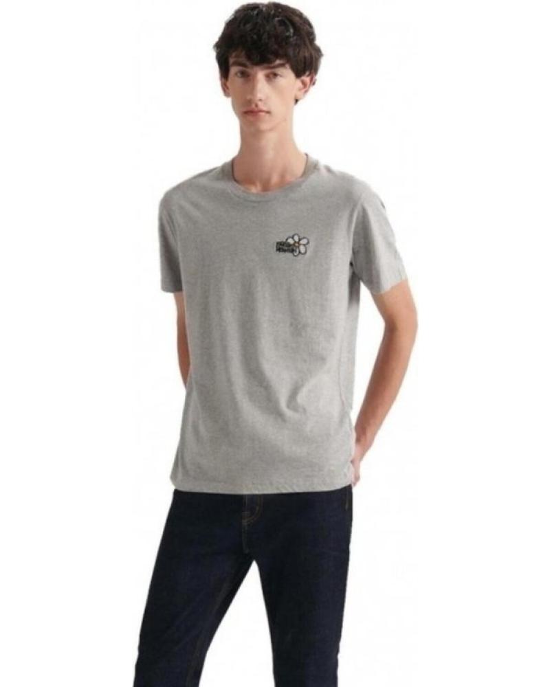 GRAUES BAUMWOLL-T-SHIRT LOREAK MENDIAN MARGA GRIS