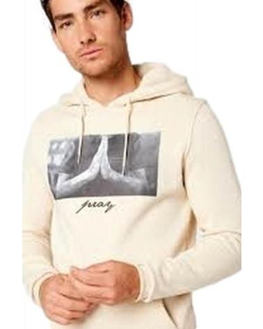 FELPA CON CAPPUCCIO MISTER TEE PRAY ECRU CRUDO