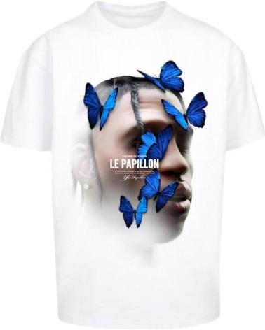 OVERSIZE T-SHIRT MISTER TEE LE PAPILLON WEISS BLANCO