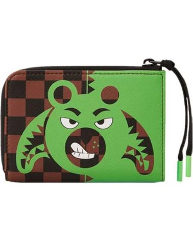 CARTEIRA COMPACTA SPRAYGROUND GREEN BEAR FACE MARROM MARRóN