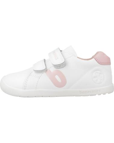 SCARPE SPORTIVE BIOMECANICS 251010B BIANCHE CON CHIUSURA A STRAPPO E DETTAGLI ROSA BLNRSA