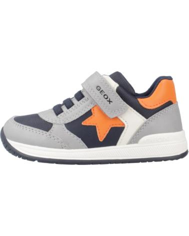 BASKETS GEOX RISHON POUR GARÇON - GRIS ET ORANGE AVEC ÉTOILES - RÉF. C0036 C0036
