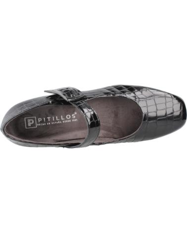 PITILLOS 10821P - BLACK CROC-EMBOSSED COMFORT MARY JANES NEGRO
