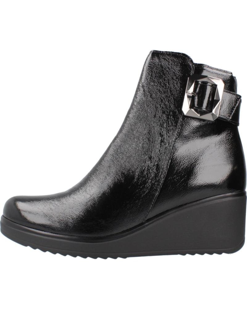 PITILLOS 20233P BLACK LEATHER WEDGE ANKLE BOOTS WITH BUCKLE NEGRO