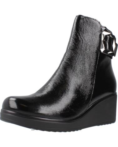 PITILLOS 20233P BLACK LEATHER WEDGE ANKLE BOOTS WITH BUCKLE NEGRO