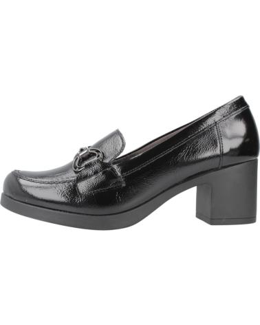 PITILLOS 30101P BLACK LEATHER LOAFERS WITH HEEL AND FRONT DETAIL NEGRO