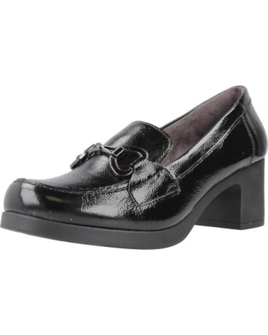 PITILLOS 30101P BLACK LEATHER LOAFERS WITH HEEL AND FRONT DETAIL NEGRO