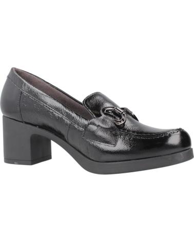 PITILLOS 30101P BLACK LEATHER LOAFERS WITH HEEL AND FRONT DETAIL NEGRO