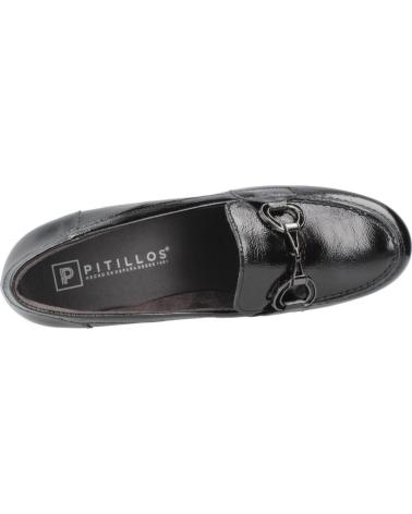 PITILLOS 30101P BLACK LEATHER LOAFERS WITH HEEL AND FRONT DETAIL NEGRO