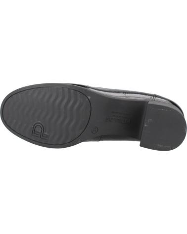 PITILLOS 30101P BLACK LEATHER LOAFERS WITH HEEL AND FRONT DETAIL NEGRO