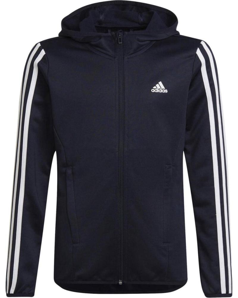 FELPA CON CAPPUCCIO ADIDAS DESIGNED TO MOVE 3 STRISCE BLU AZUL
