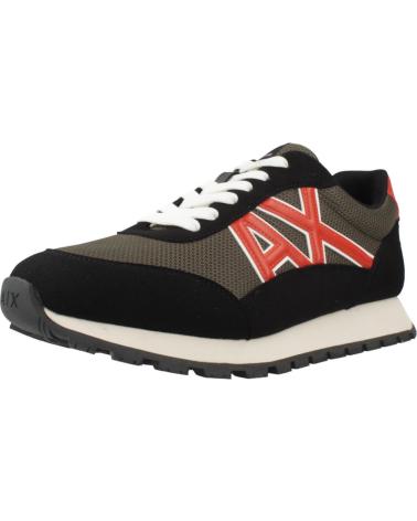 ZAPATILLAS ARMANI EXCHANGE XM001960 AF1938 NEGRAS CON DETALLES GRISES Y NARANJAS MZ257