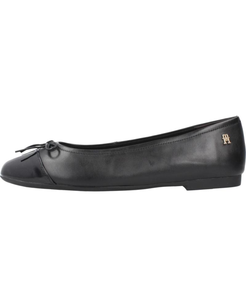 TOMMY HILFIGER PATENT TOE-CAP LTHR BALL BALLERINAS SCHWARZ BDS MIT LACKKAPPE BDS