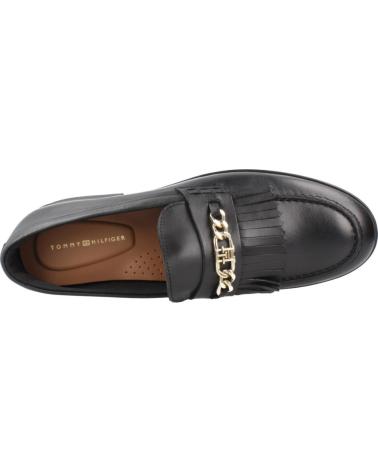 MOCASSINI TOMMY HILFIGER FW0FW08971 IN PELLE NERA CON CATENA DORATA BDS