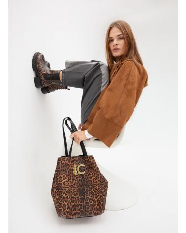 MALA TOTE LOLA CASADEMUNT LF2504061 CASTANHO ESTAMPA ANIMAL MARRON