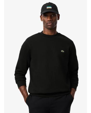 LACOSTE SCHWARZES BAUMWOLL-SWEATSHIRT MIT RUNDHALSAUSSCHNITT NEGRO