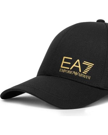 BONÉ DE BEISEBOL EA7 EMPORIO ARMANI 7X000005 PRETO COM LOGOTIPO DOURADO NEGRO