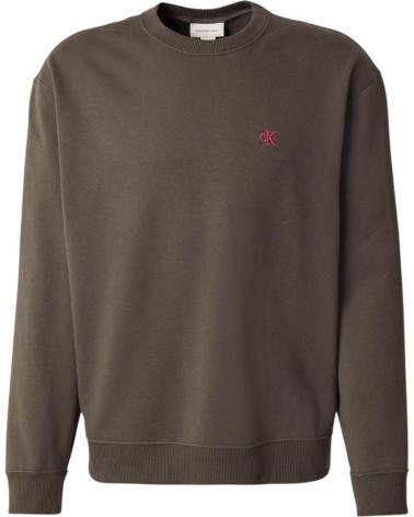 MOLETOM CALVIN KLEIN MONOGRAM CREW NECK 350TERRY LS EU TAUPE TAUPE
