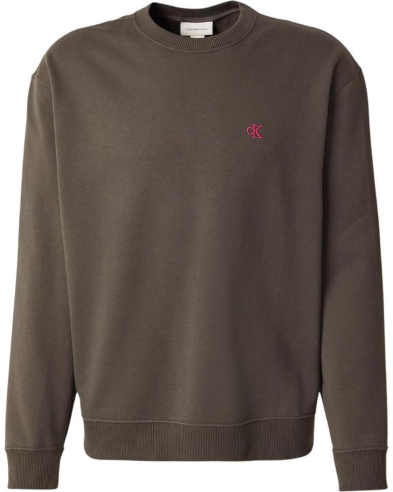 MOLETOM CALVIN KLEIN MONOGRAM CREW NECK 350TERRY LS EU TAUPE TAUPE