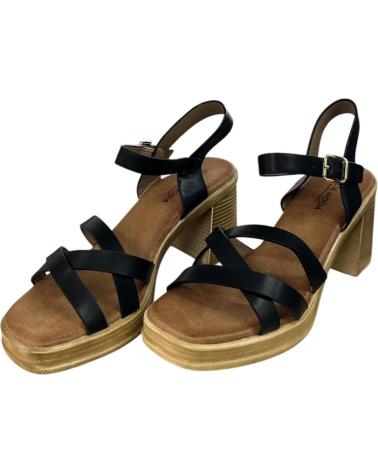 SANDALO CALZADOMANIA CON TACCO LARGO IN LEGNO NERO NEGRO