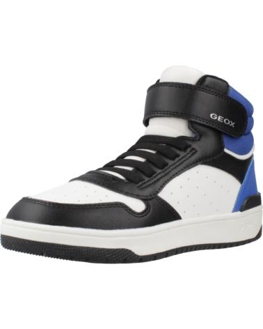 GEOX J WASHIBA C0245 BLUE - HIGH-TOP DESIGN WITH HOOK-AND-LOOP STRAP C0245
