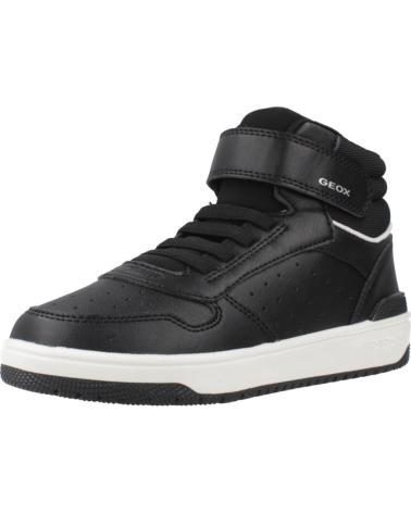 GEOX J WASHIBA C0127 BLACK - HIGH-TOP DESIGN WITH HOOK-AND-LOOP STRAP C0127