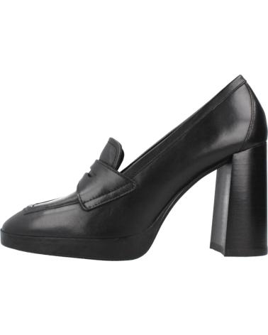 GEOX D TEULADA C9999 BLACK LEATHER HEELED LOAFERS C9999