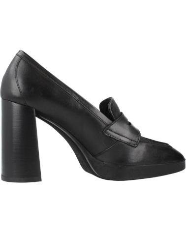 GEOX D TEULADA C9999 BLACK LEATHER HEELED LOAFERS C9999