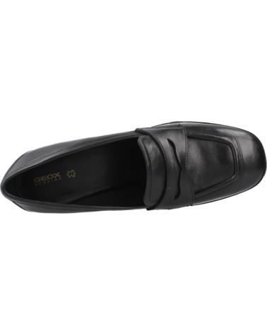 GEOX D TEULADA C9999 BLACK LEATHER HEELED LOAFERS C9999