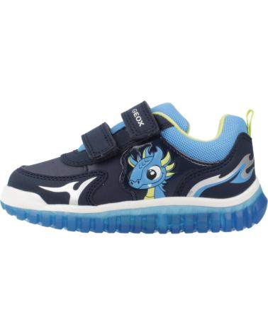 BASKETS GEOX B LIGHTYLOO C4478 À VELCRO ET SEMELLE TRANSPARENTE - BLEU C4478