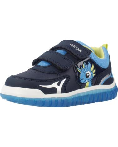 BASKETS GEOX B LIGHTYLOO C4478 À VELCRO ET SEMELLE TRANSPARENTE - BLEU C4478