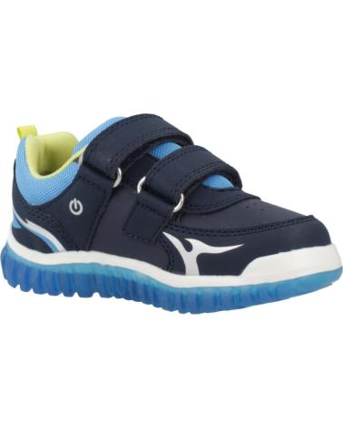BASKETS GEOX B LIGHTYLOO C4478 À VELCRO ET SEMELLE TRANSPARENTE - BLEU C4478